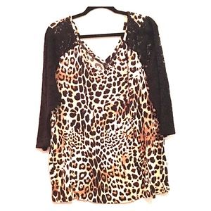 Lane Bryant leopard and lace shirt